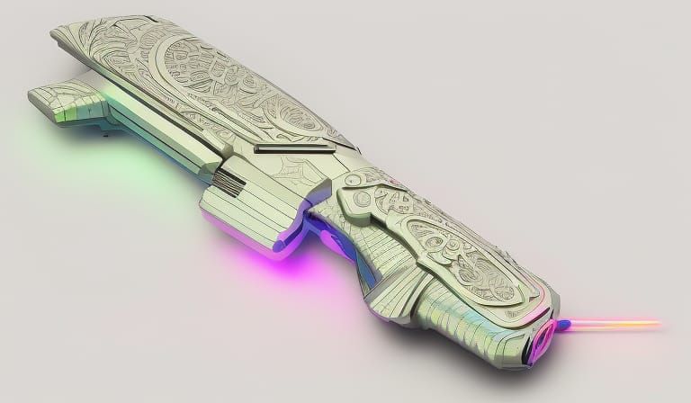 Futuristic Holographic Katana with Neon Glow