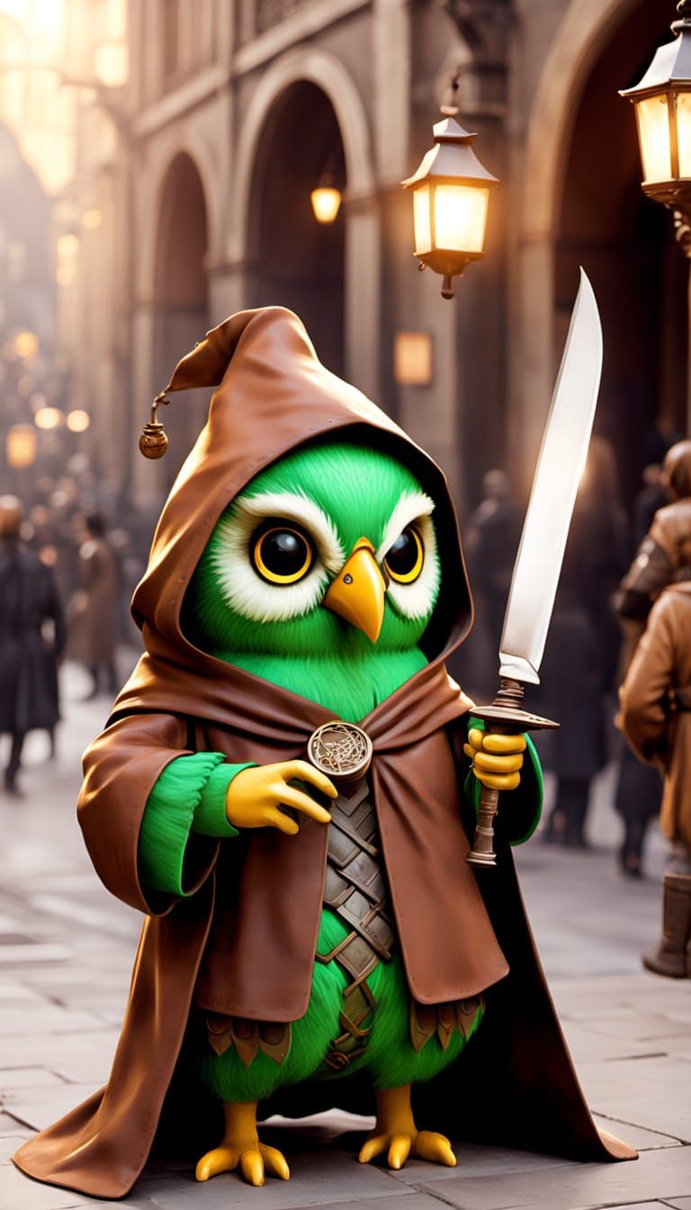Duolingo Owl Meets Tonberry in a Dark Fantasy Mashup