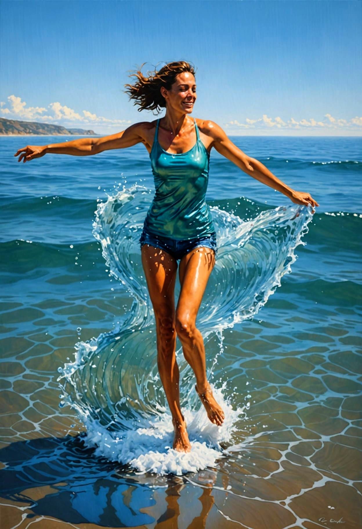 Photorealistic Ocean Waves with Paint Texture