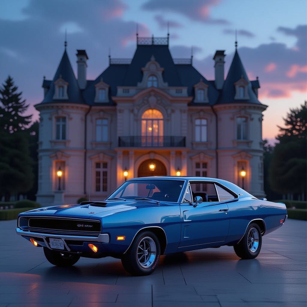 1969 Dodge Charger at Vintage Chateau at Dusk