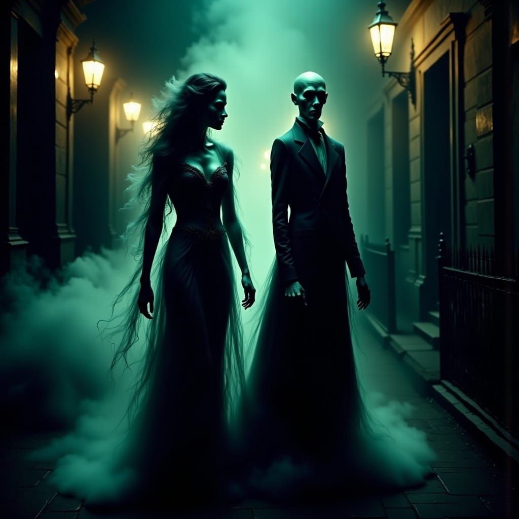 Vampire Stalks Gentleman on Gaslit London Street