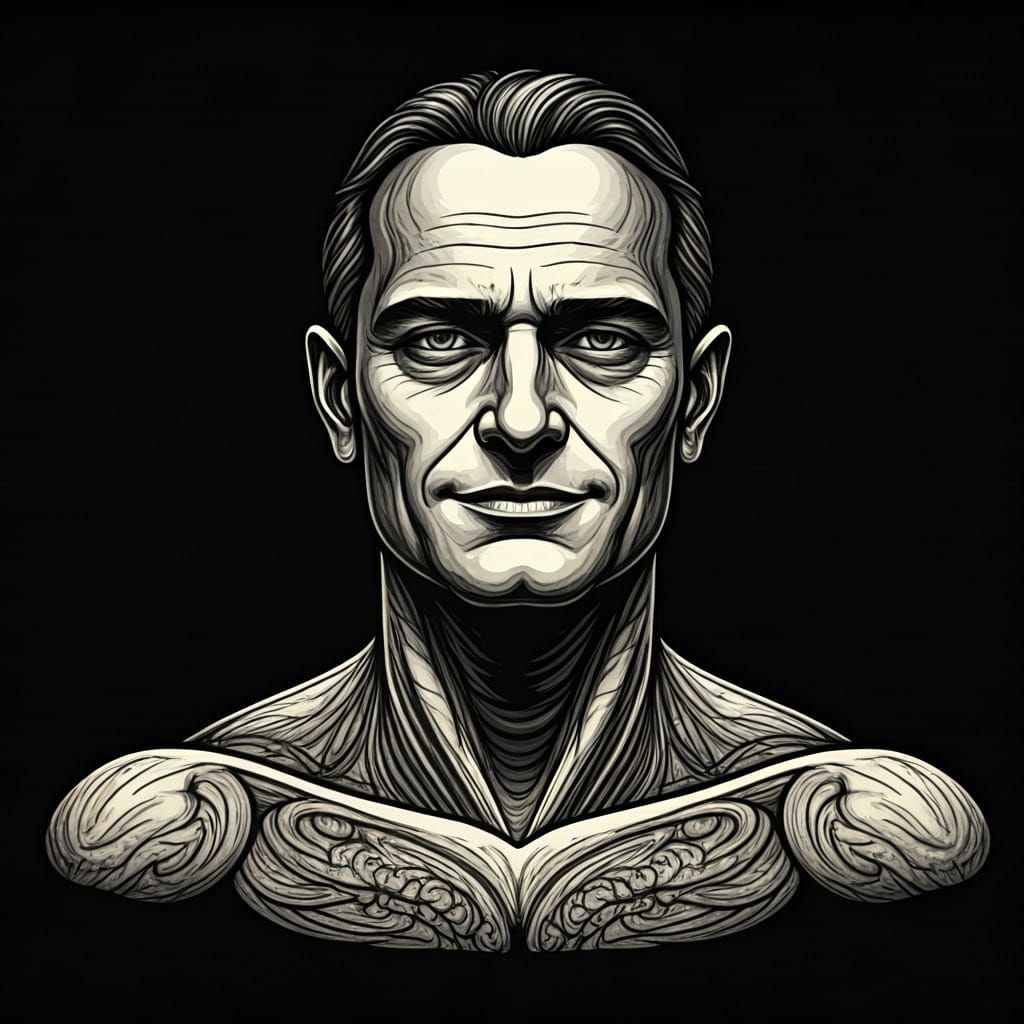 São João Paulo II in Black Work Tattoo Style