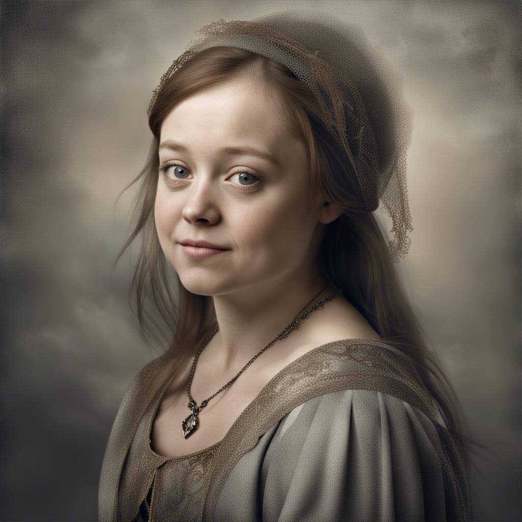 Portrait of Woman with Down's Syndrome in Rembrandt Style
