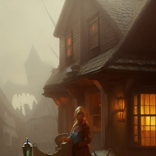 Sinister Crooked Innkeeper in Dark Fantasy Style