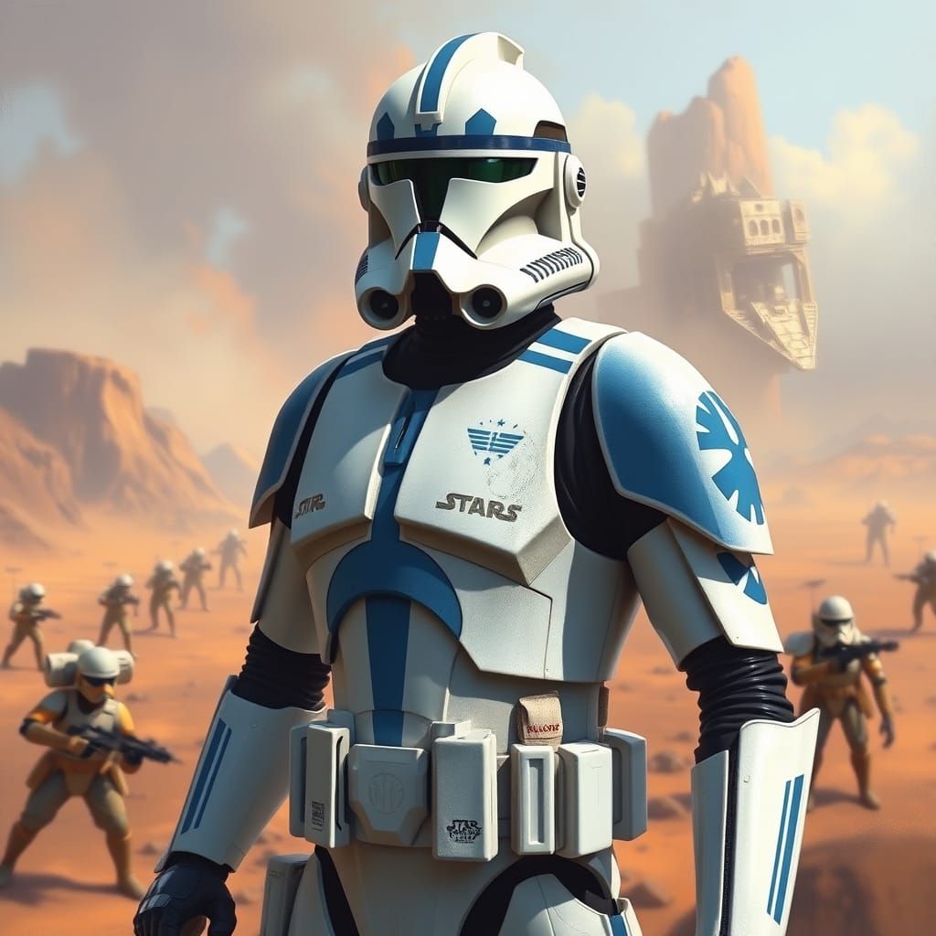 Clone Trooper in Futuristic Battlefield Concept Art