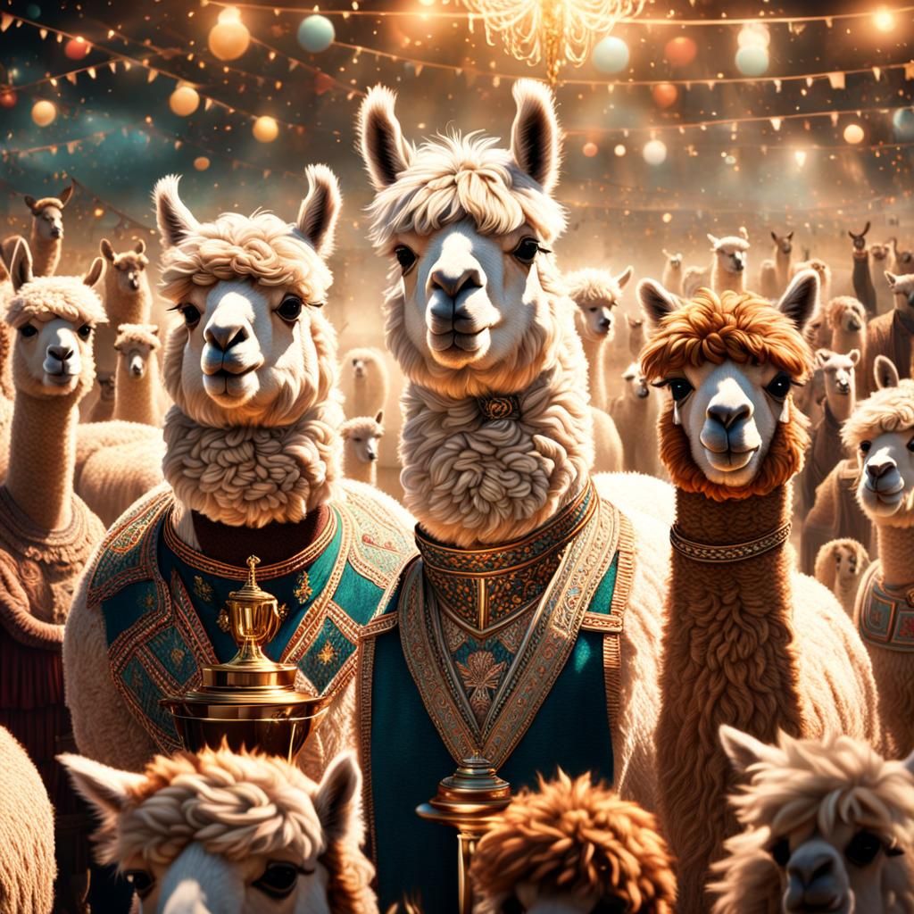 Alpacas Celebrate Victory in Digital Painting