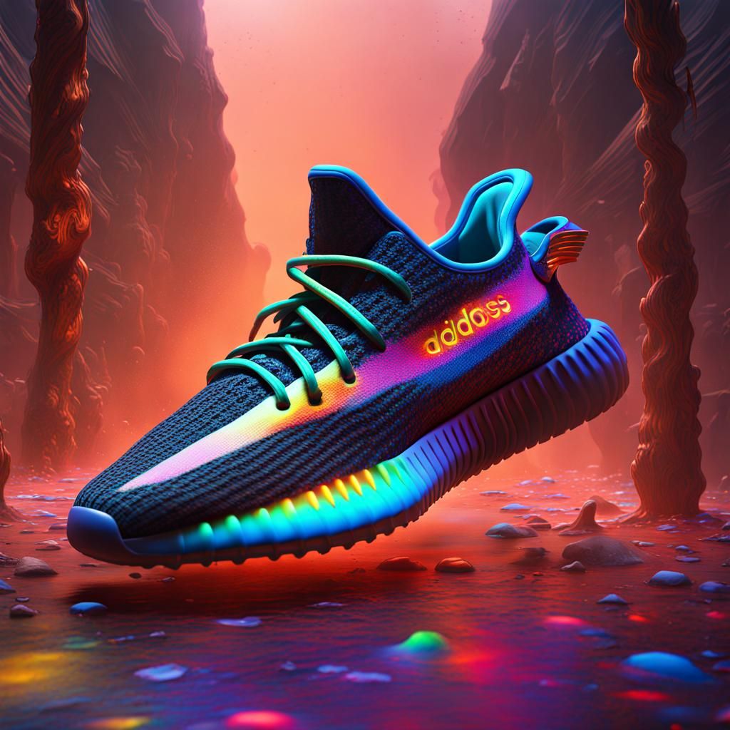 Rainbow Adidas Yeezy Boost 350: Digital Art