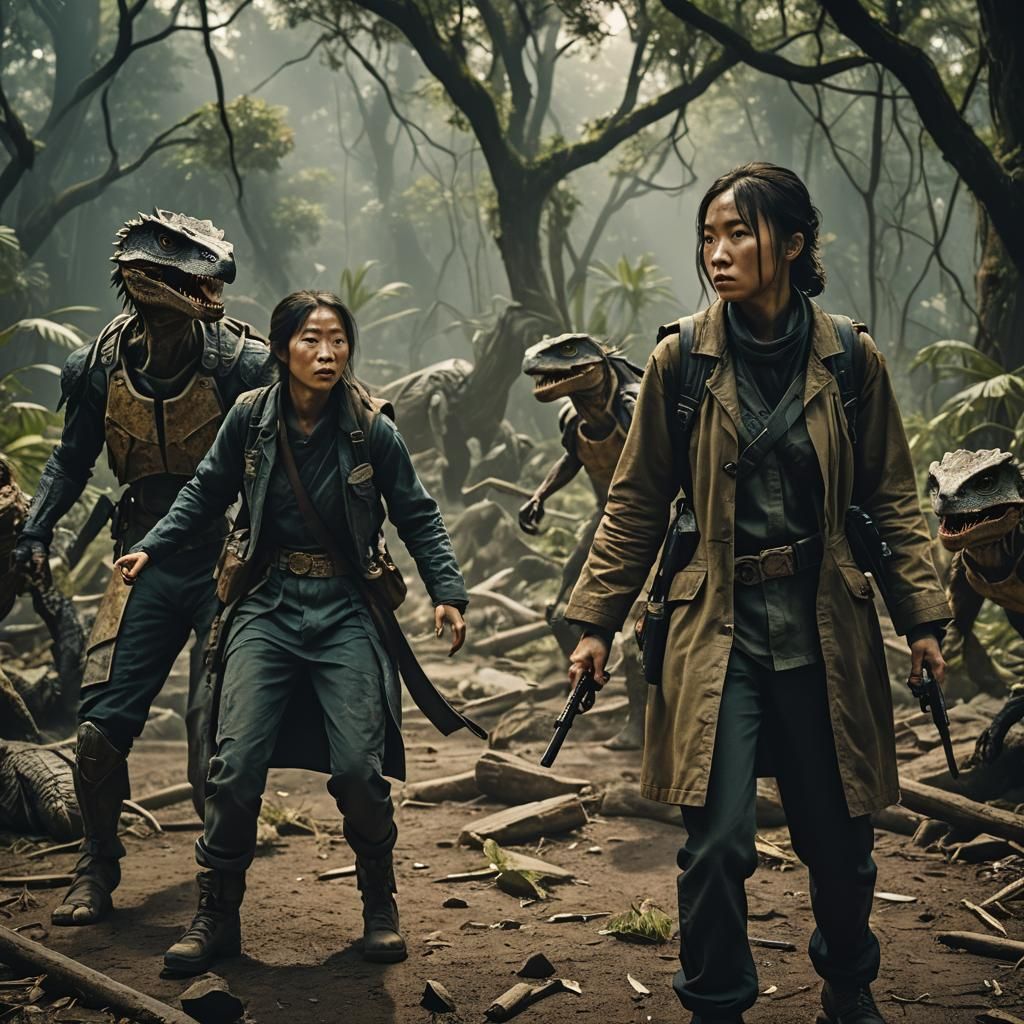 Cinematic Film Still of Kao Hsi Sisterhood