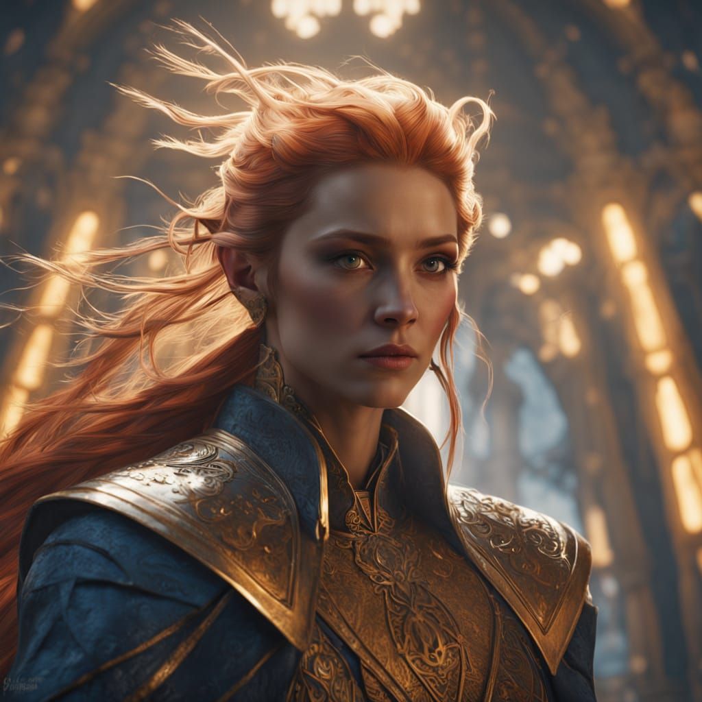 High Elf Sorceress Wields Lightning: Hyperdetailed Concept A...