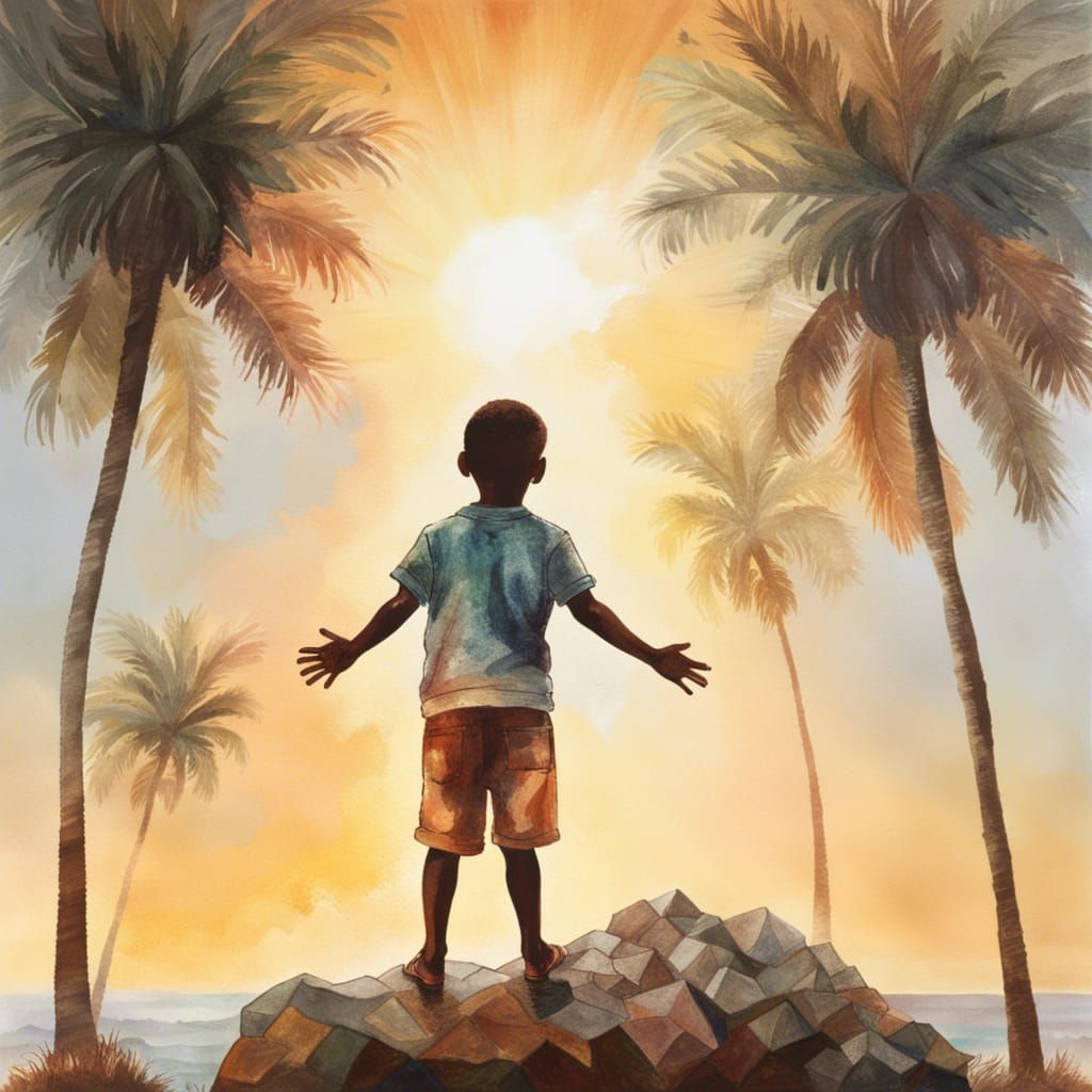 Sunrise Over Palms: Ann Blockley Style Watercolor