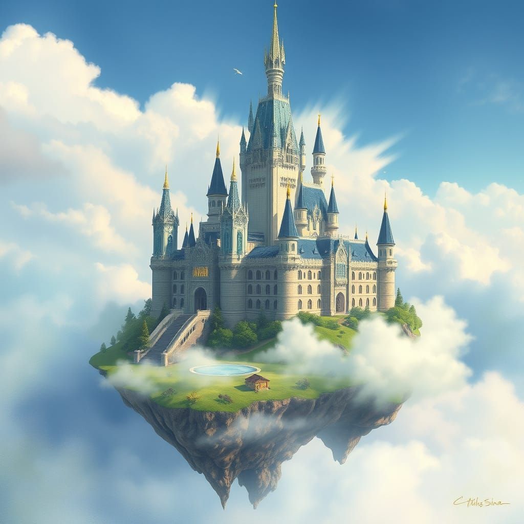 Glass Castle on Lush Floating Isle