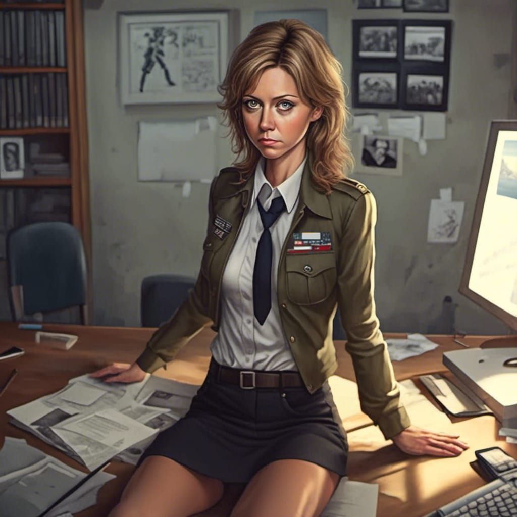 Anime Woman in Military Outfit, 3D Render