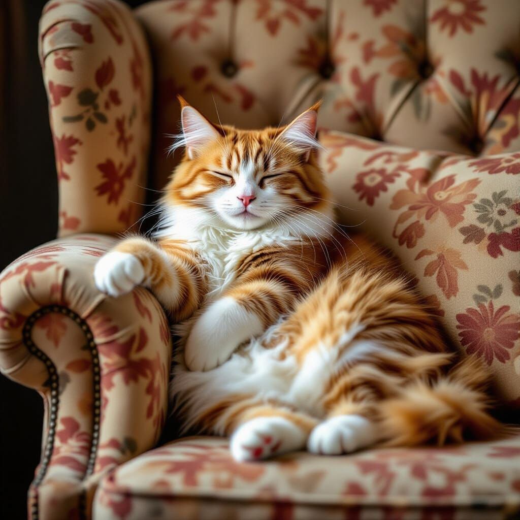 Sleeping Orange Tabby Cat in Realistic Style