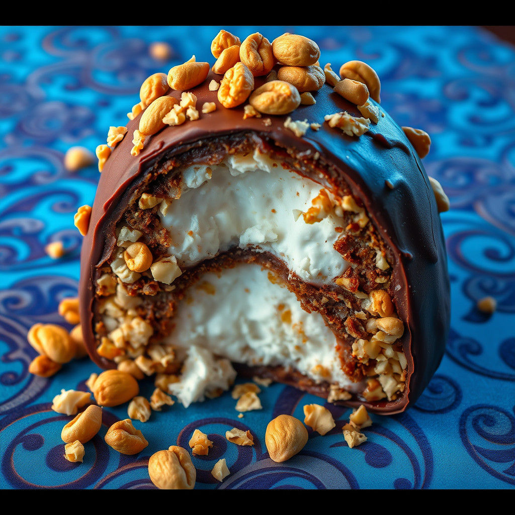 Decadent Bounty Dessert on Electric Blue Cloth