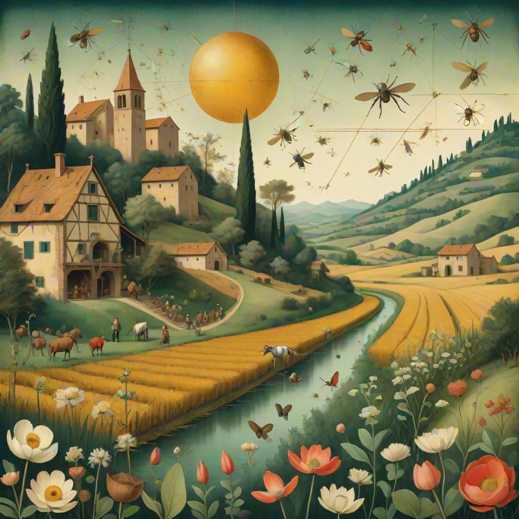 Renaissance Solar punk in Tuscany. In the countryside...