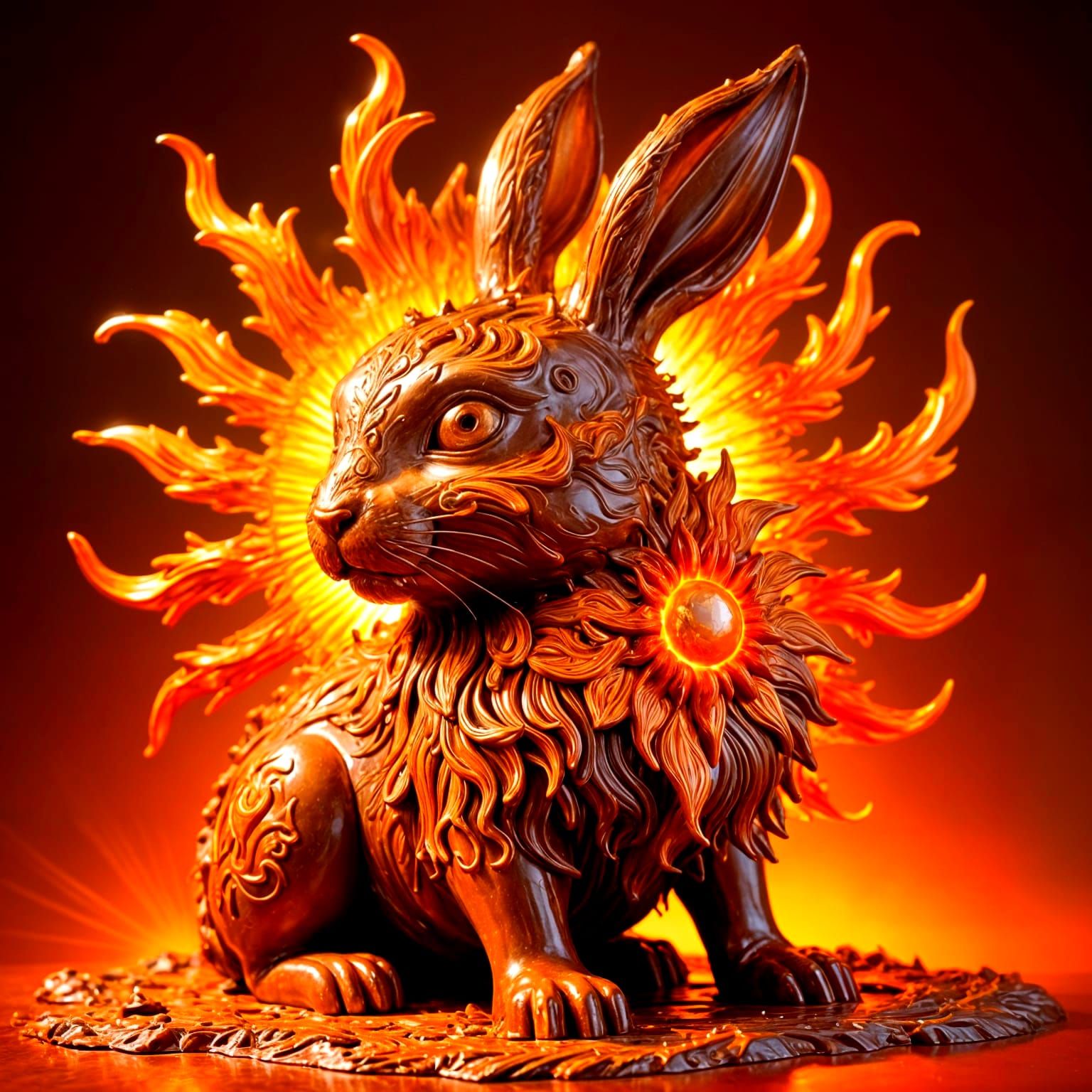 Melting Milk Chocolate Sun Bunny Sculpture
