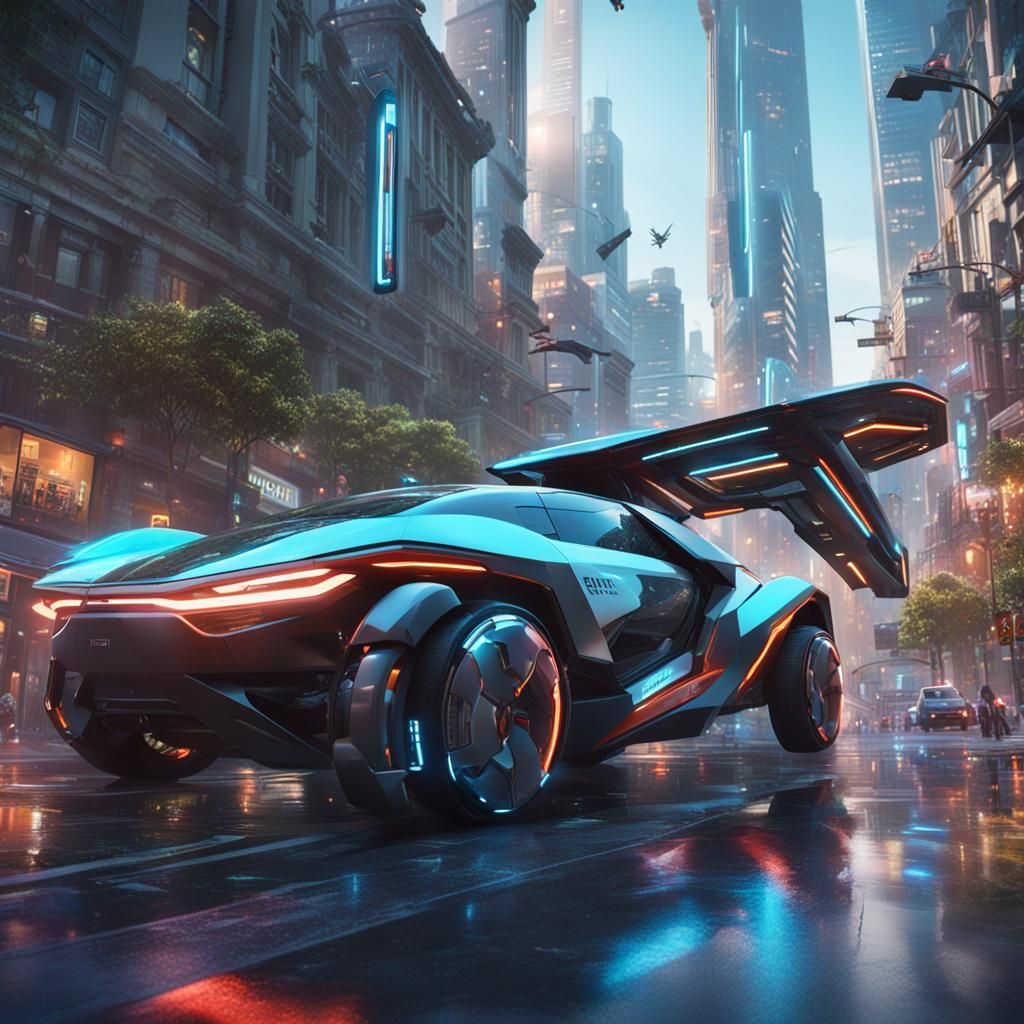Futuristic Cityscape with Flying Cars in Unreal Engine