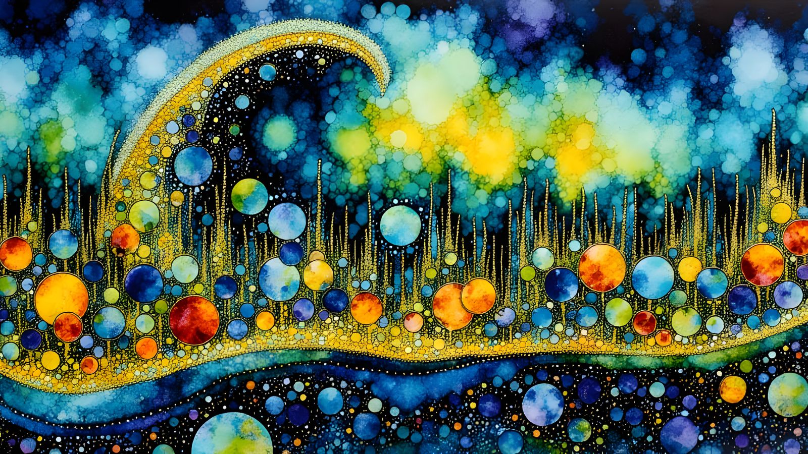 Abstract Vortex of Vibrant Colors and Shapes