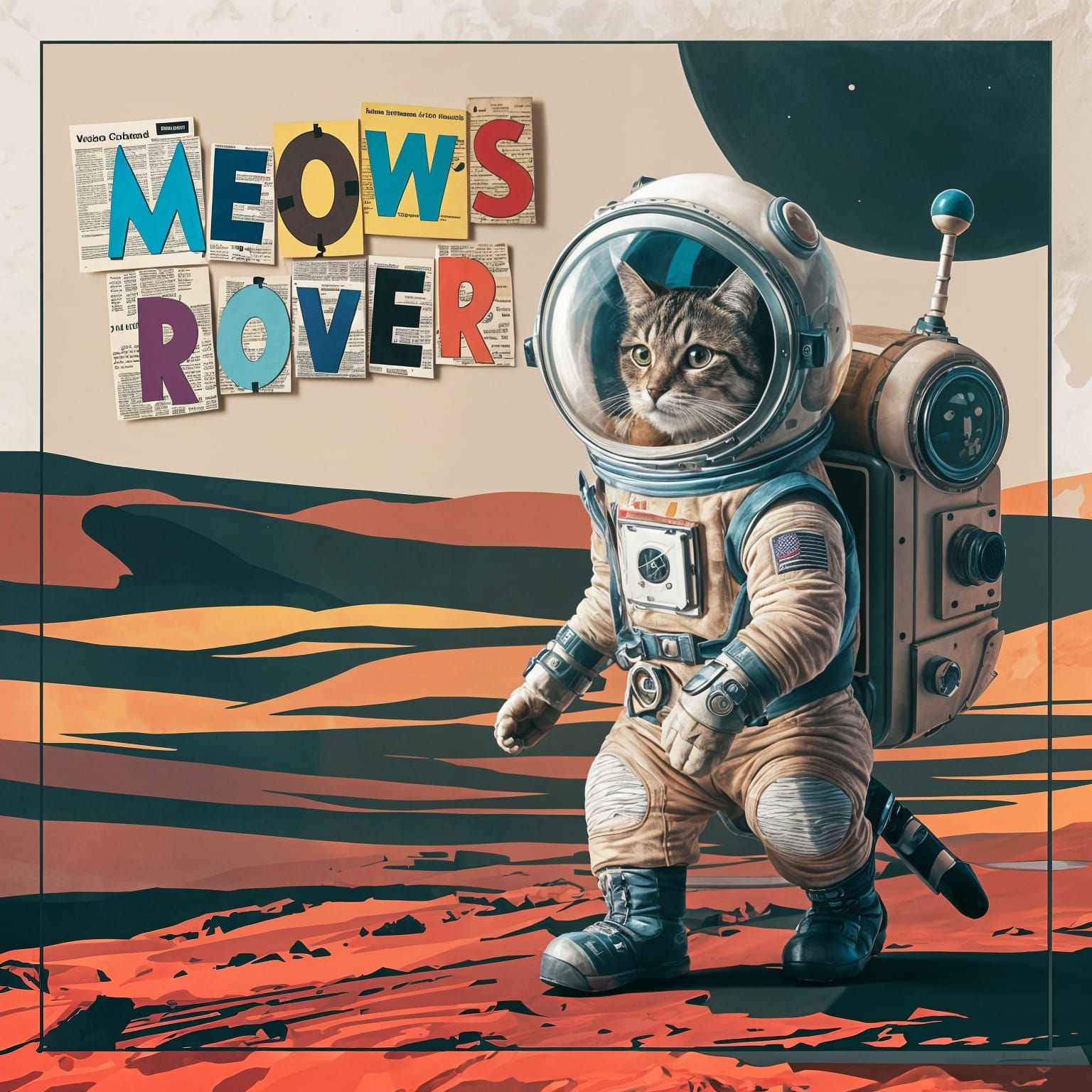 Cat in Spacesuit Album Cover on Mars