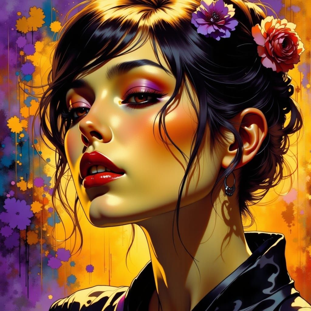 Internet Lover Portrait in Art Nouveau Style