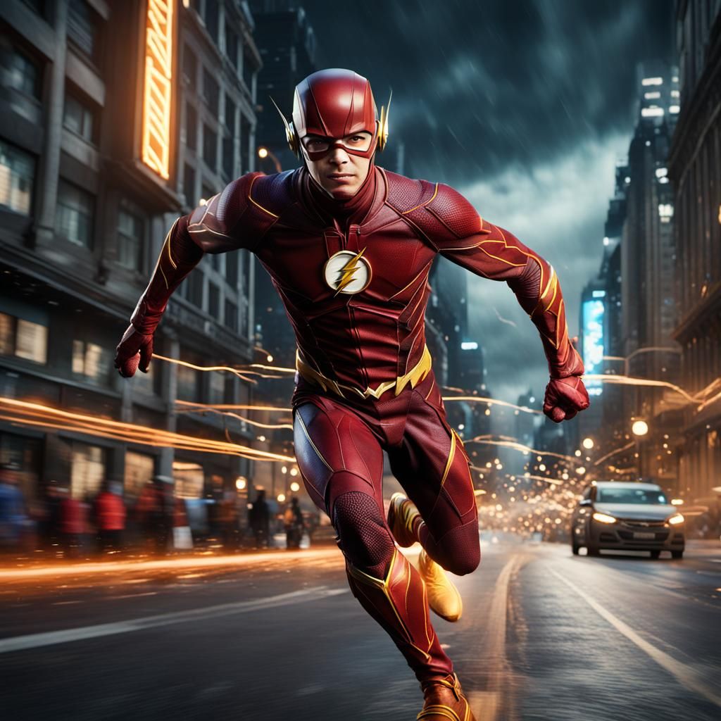 The Flash Runs Through City Street, Digital Art