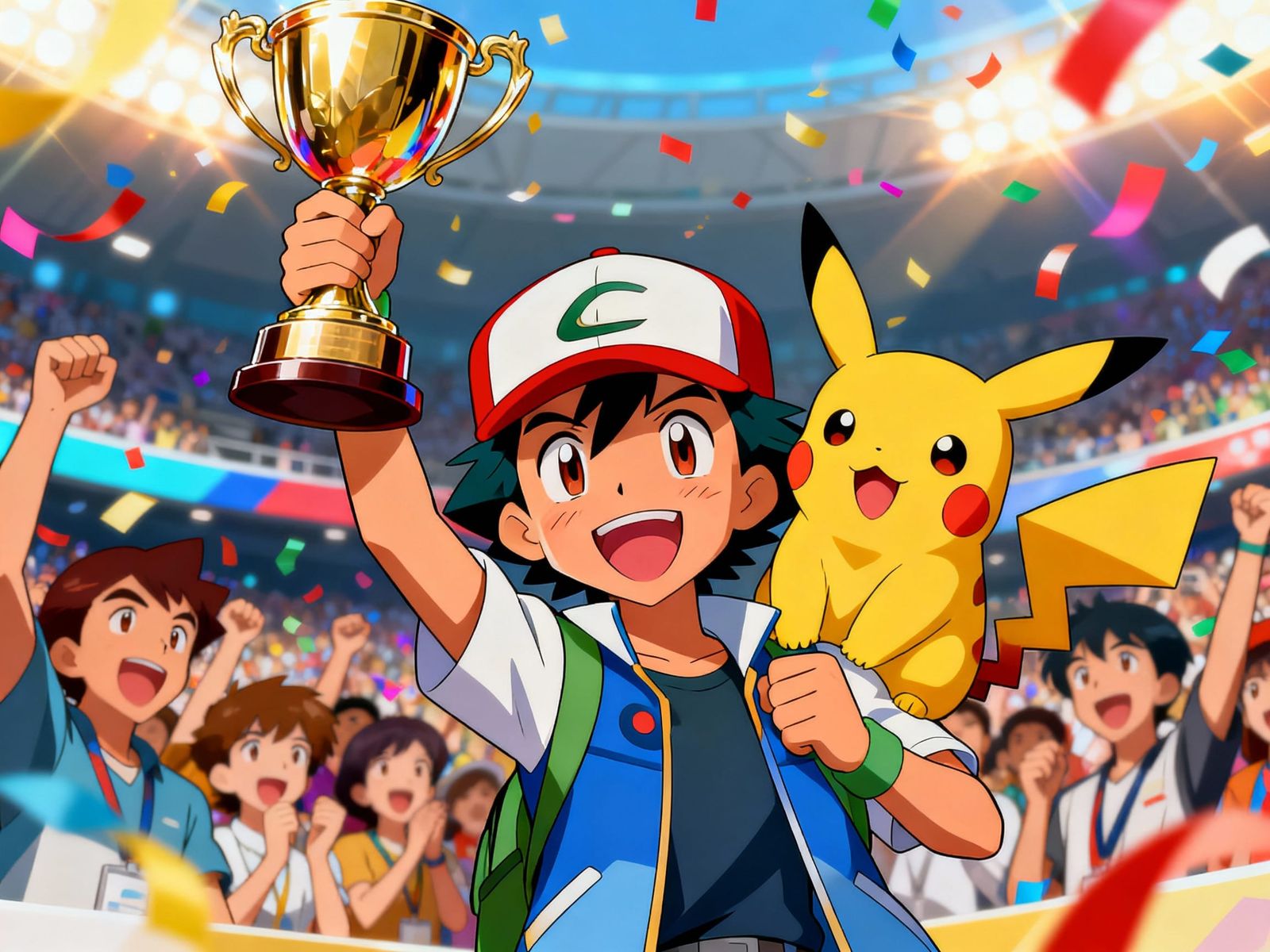 Ash Ketchum Victorious in Pokémon League With Pikachu