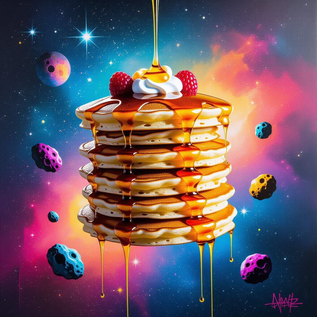 Cosmic Pancakes Floating in a Nebula, Graffiti Art