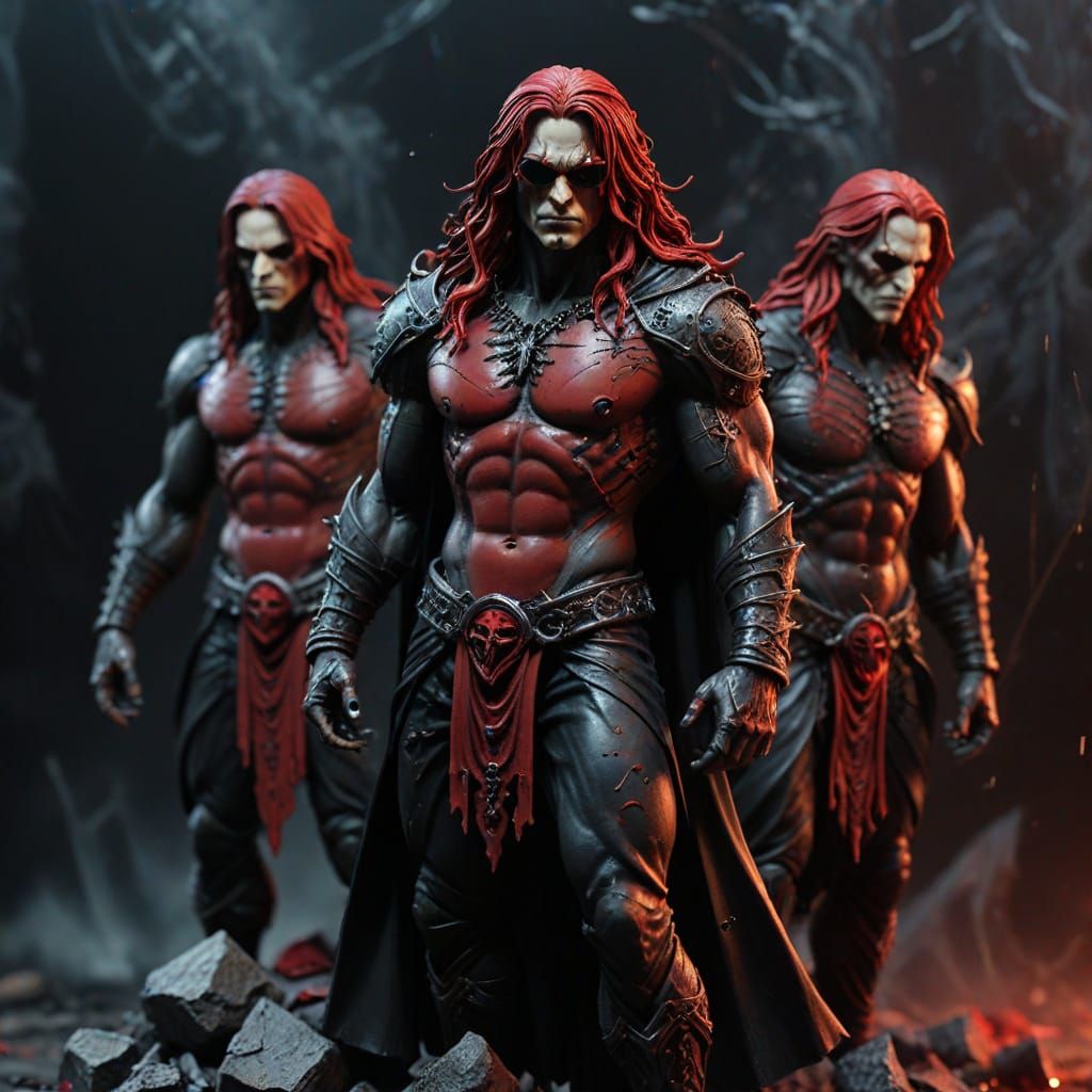 Heavy Metal Wrestlers Emerge from Shattered Packaging in Dar...