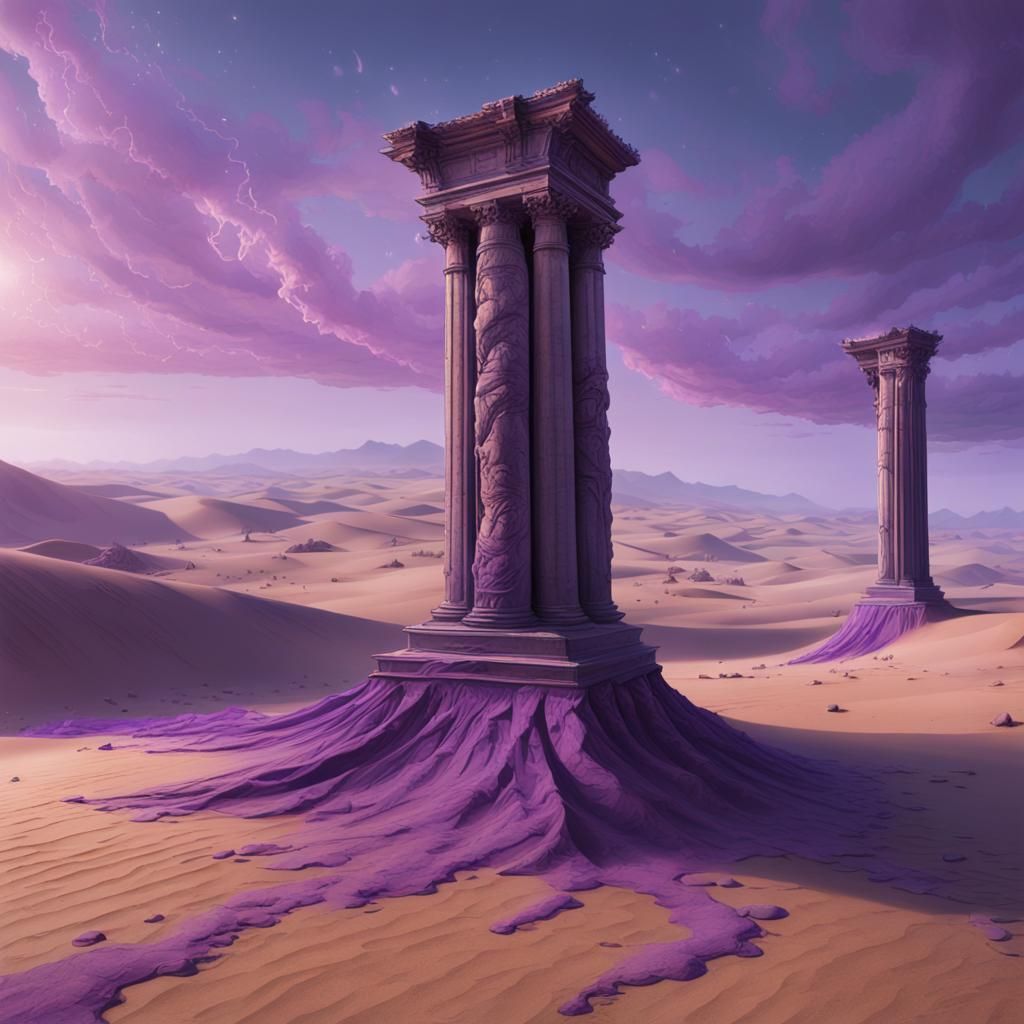 Roman Pillar in Desert Landscape, Fantasy Art