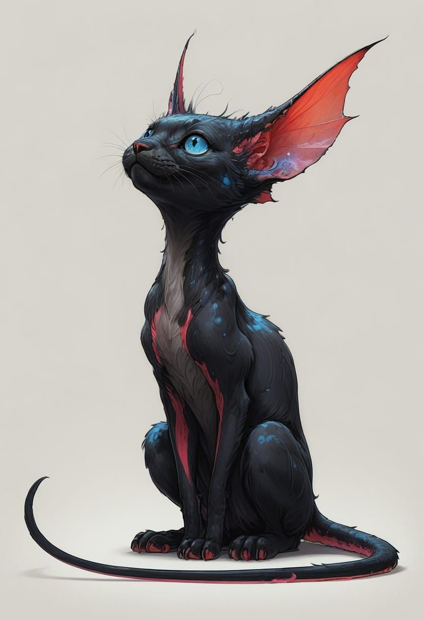 Catxolotl Hybrid with Glowing Eyes in Fantasy Illustration