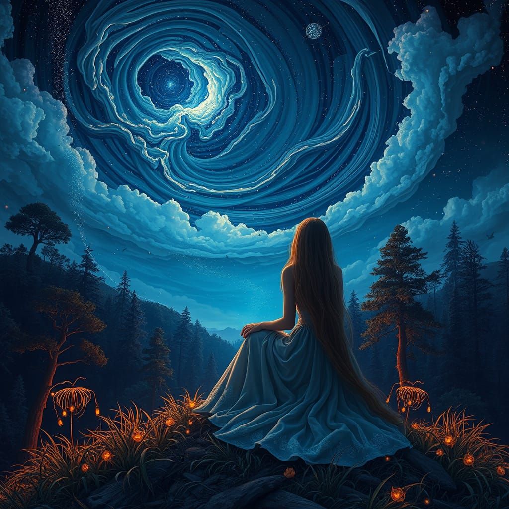 Mystical Starlit Forest Landscape