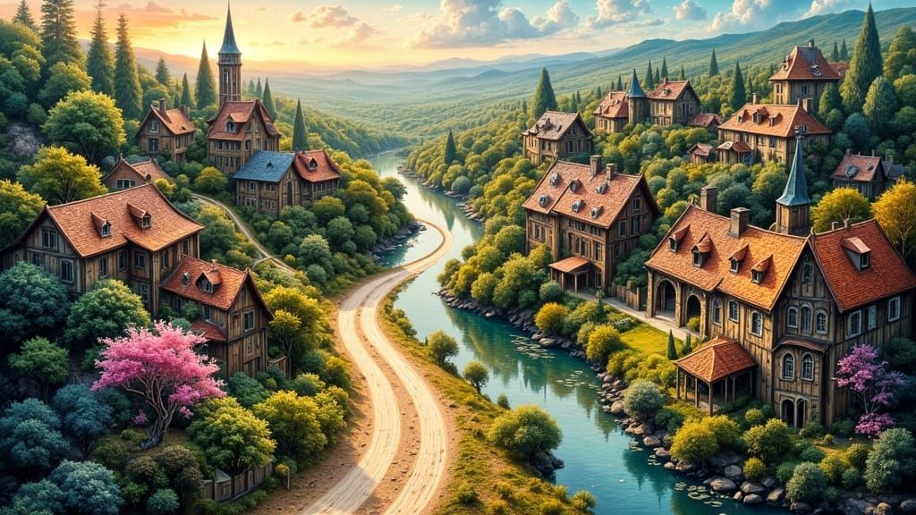 Miniature Village on Painter's Palette