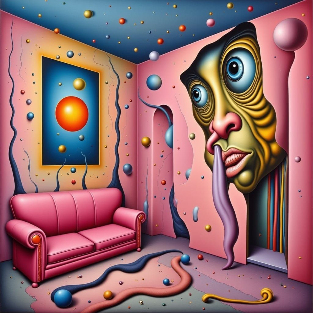 Surreal Weirdcore Corner with Dali-esque Couch