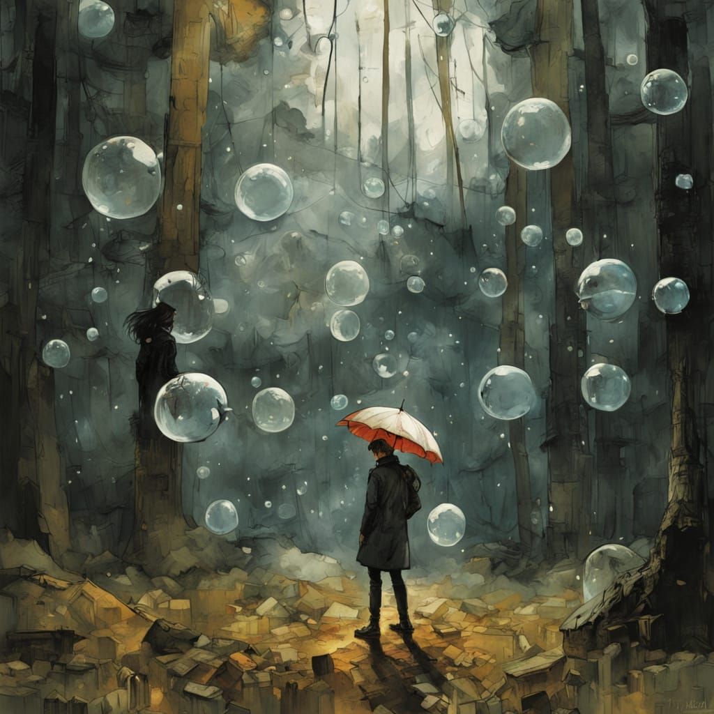 Surreal Breath Bubbles Reflect Memories in Forest