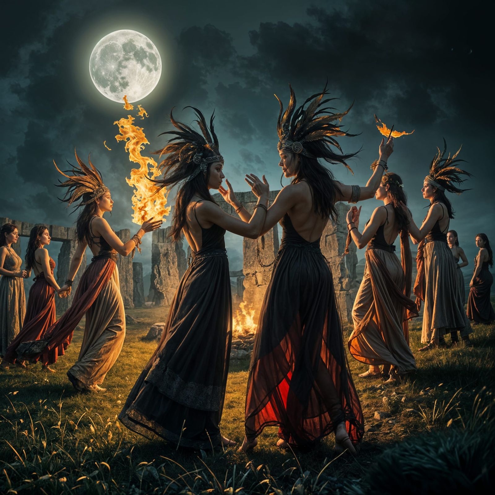 Celtic Goddesses Celebrate Samhain at Stonehenge