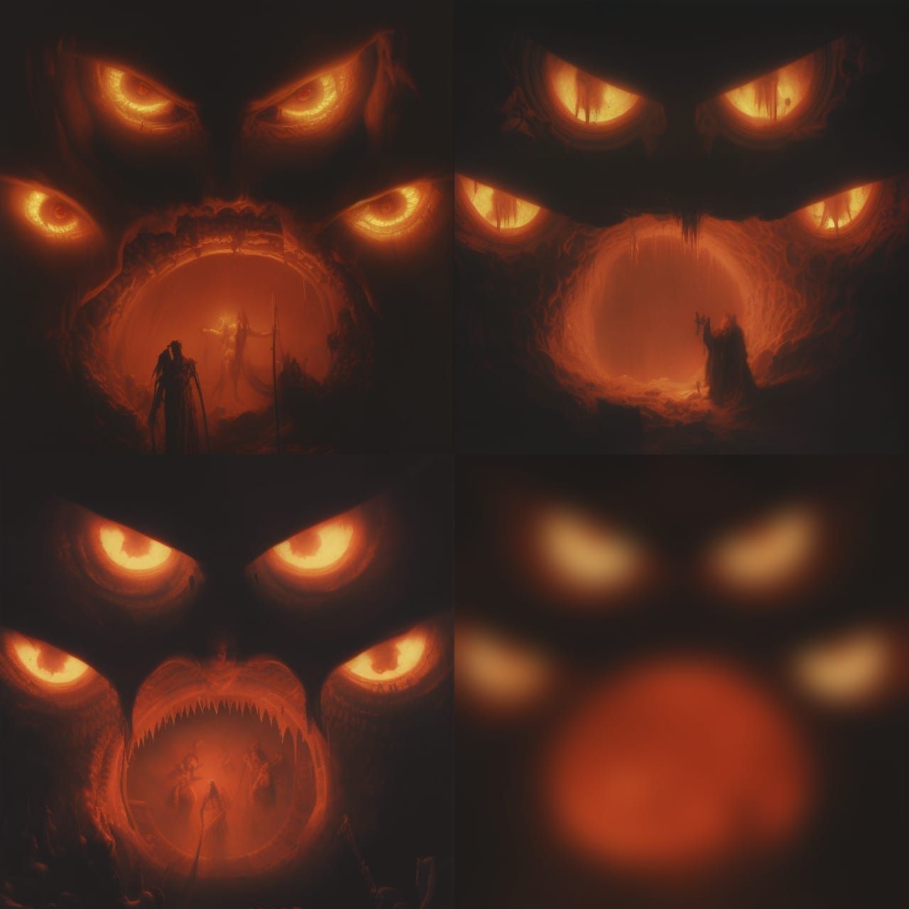 Sinister Entrance to Hell with Glowing Eyes