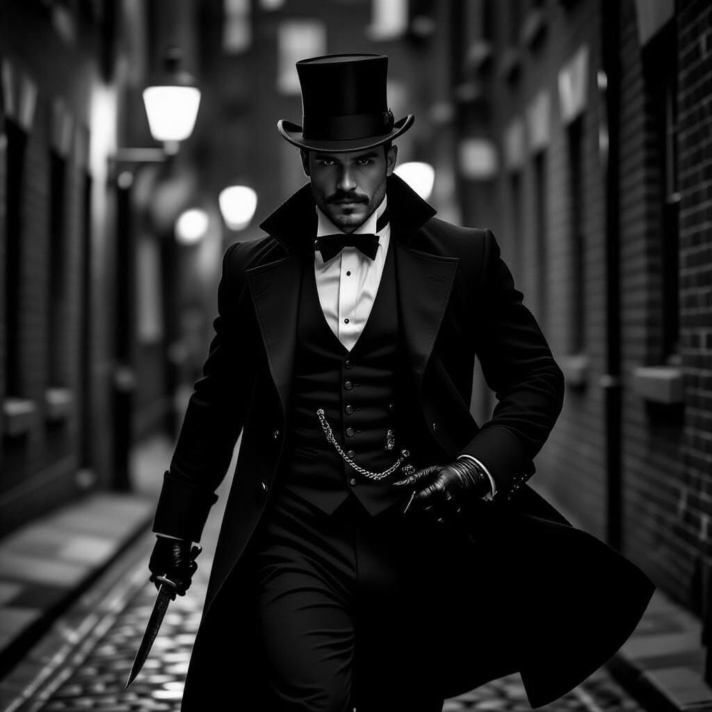 Expressionist Victorian Man in London Alley