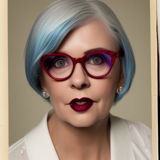 Elegant Portrait of Woman with Cat-Eye Glasses