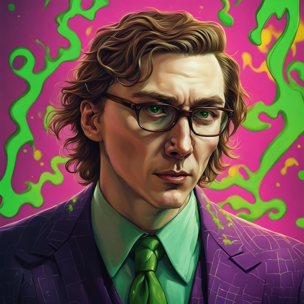 Hyperrealistic Portrait of The Riddler in Splash Art Style