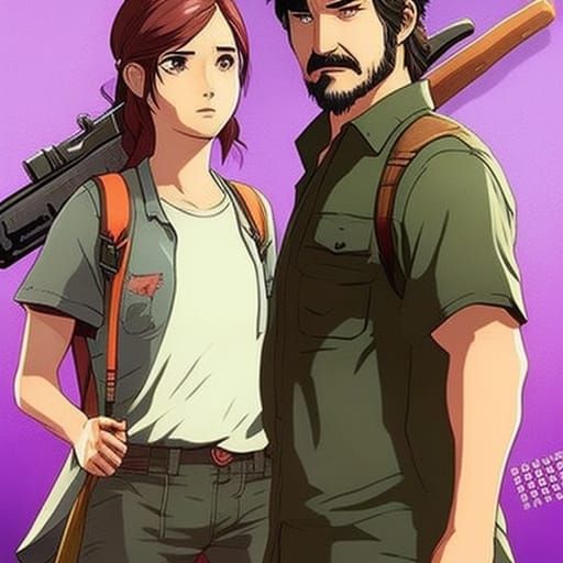 Joel and Ellie in Anime Style