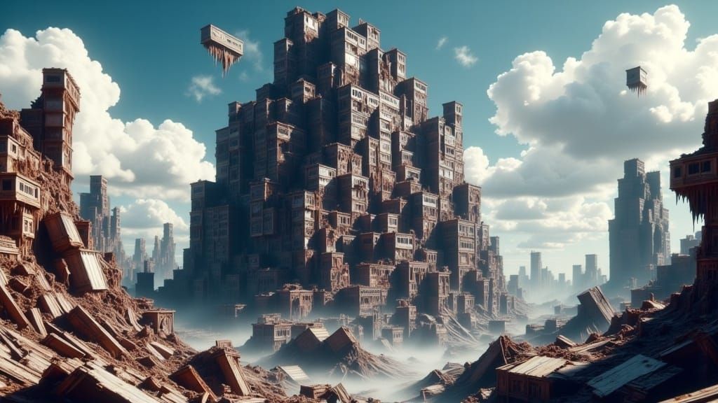 Wobbly Tower of Prefab Homes in Battle