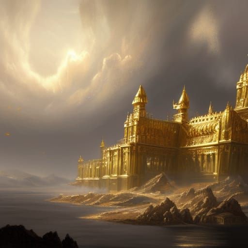 Angelic Palace on Clouds: Hyperdetailed Concept Art