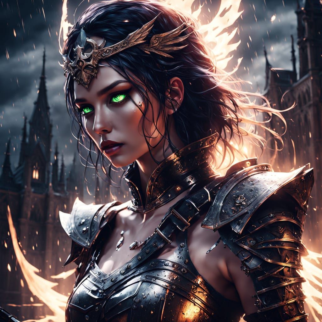 Dark Angel Gothic Fantasy with Warm Golden Light