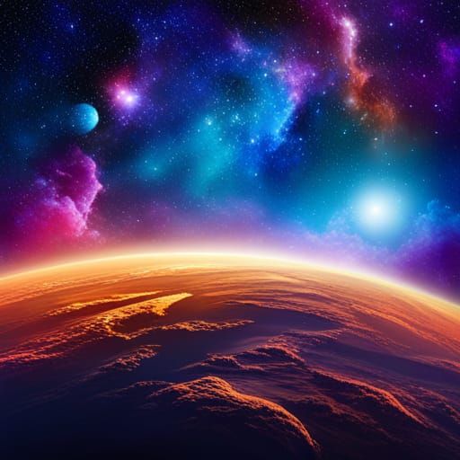 Colorful Planets and Galaxies in Epic Spacescape