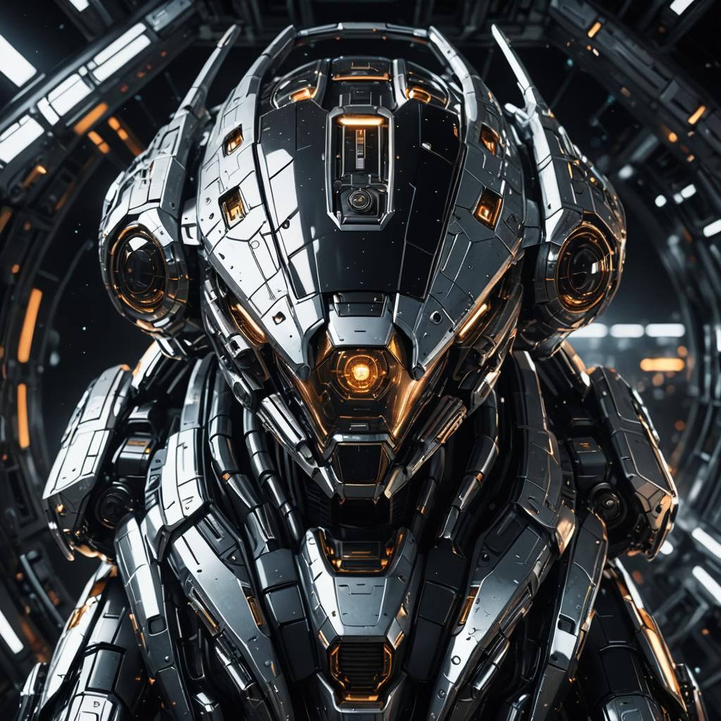 Futuristic Spacecraft Concept Art in Starry Night