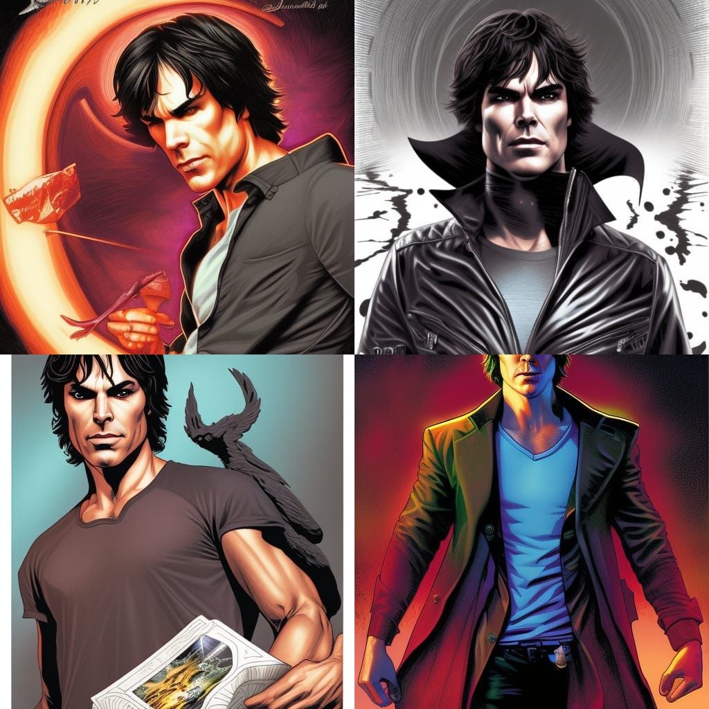 Damon Salvatore in Comic Book Art Style