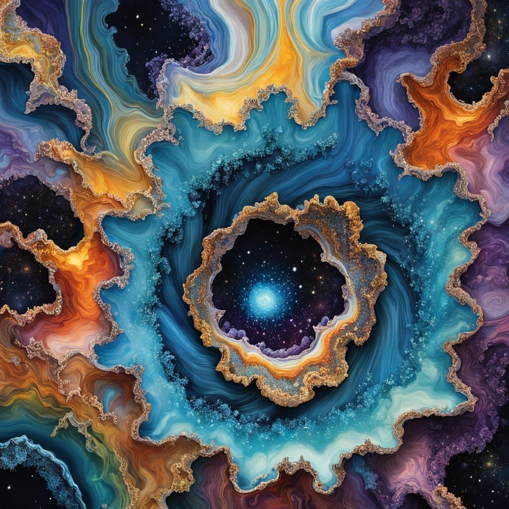 Opalescent Geode Portal in Surrealist Style