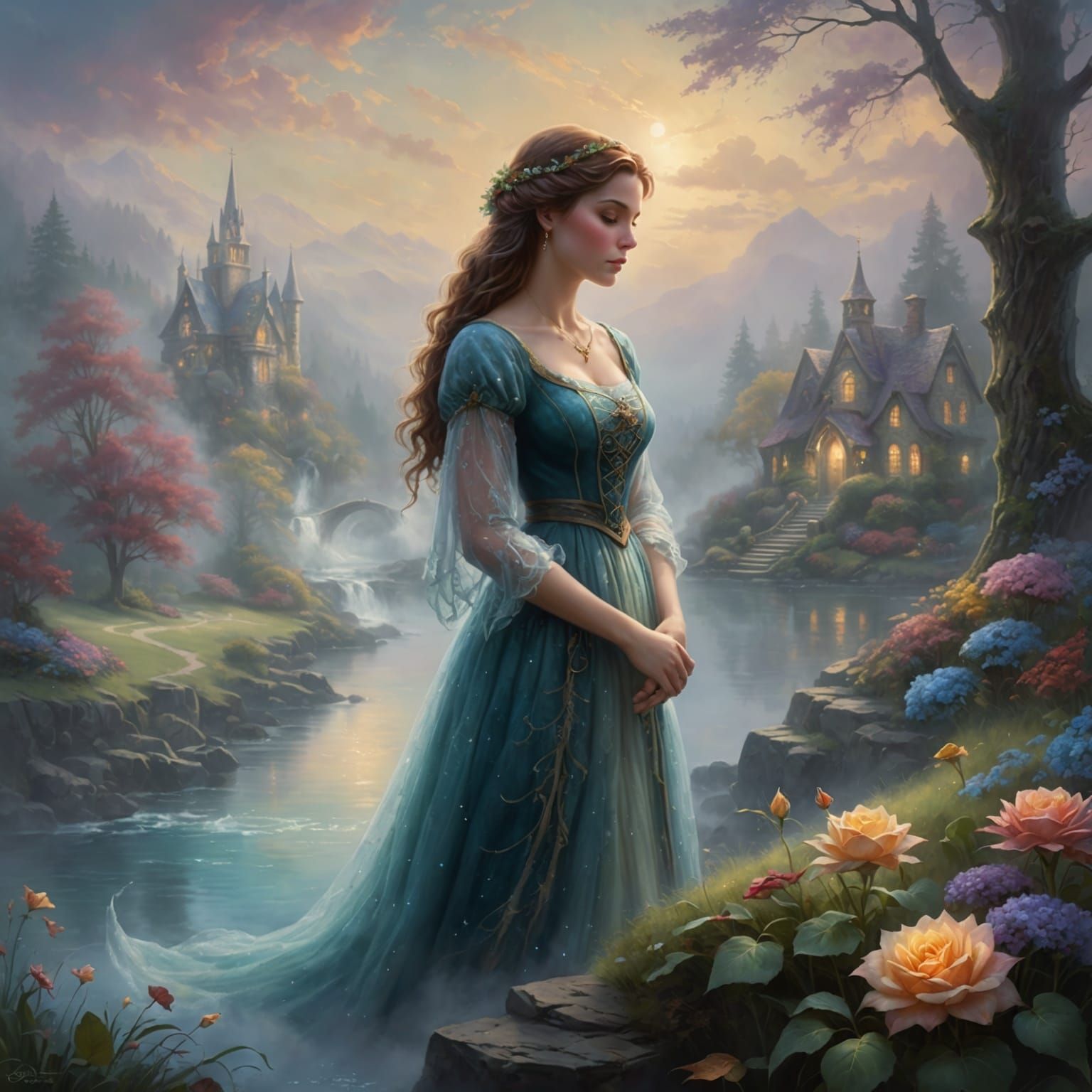 Ethereal Fantasy Image of a Woman Grieving
