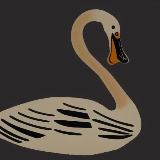 Detailed Swan Schematic in Kinetic Art Style