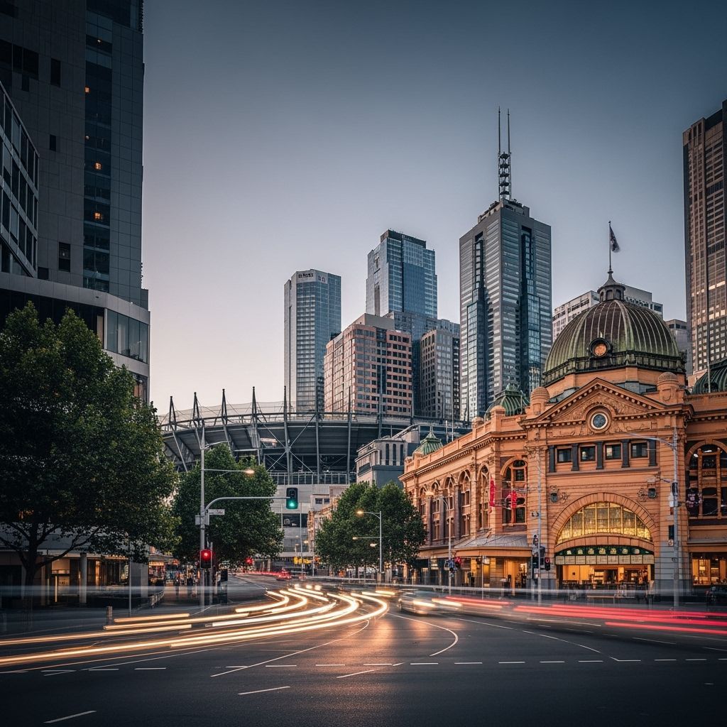 Melbourne City Street at Dusk: Cinematic Photography